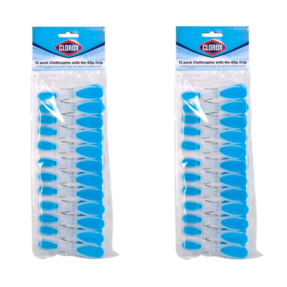 2 x 12pk Clorox Clothespins W/ No Slip Grip BNIB